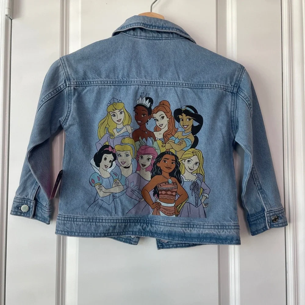 Disney Princess Light Blue Be Kind Button Up Denim Jacket Girl's Sz 6 NWT - Picture 2 of 6